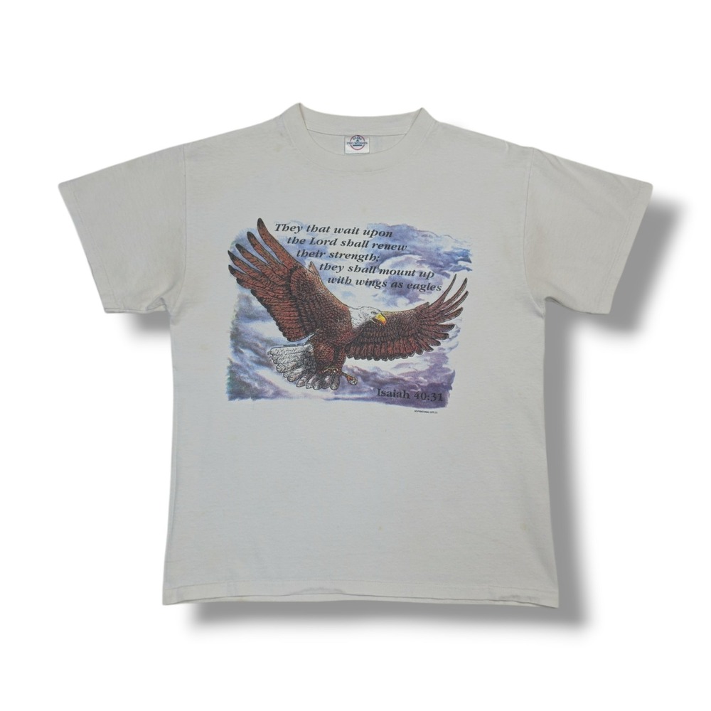 Vintage Bible ISAIAH 40:31  "Wings As Eagles" White Delta Pro T-Shirt Men's M